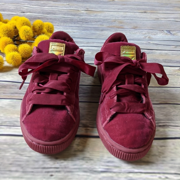 Puma Burgundy Velvet Kids Sneakers - Picture 12 of 12